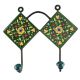 Ceramic Flower Tile Hook in Forest Green